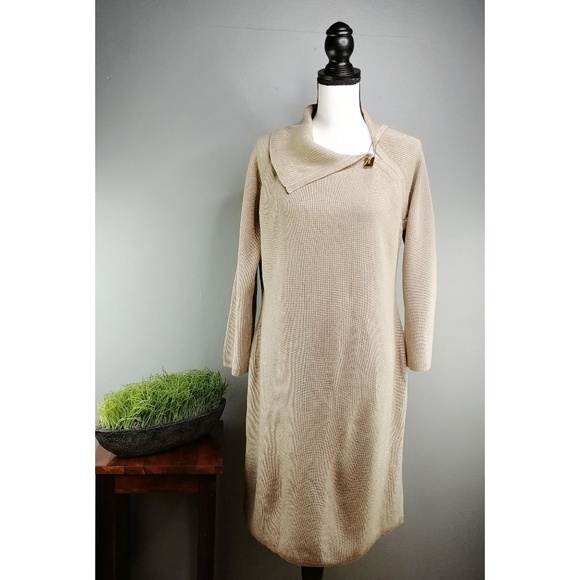 Calvin Klein Dresses & Skirts - Calvin Klein | Gold Metallic Knit Dress